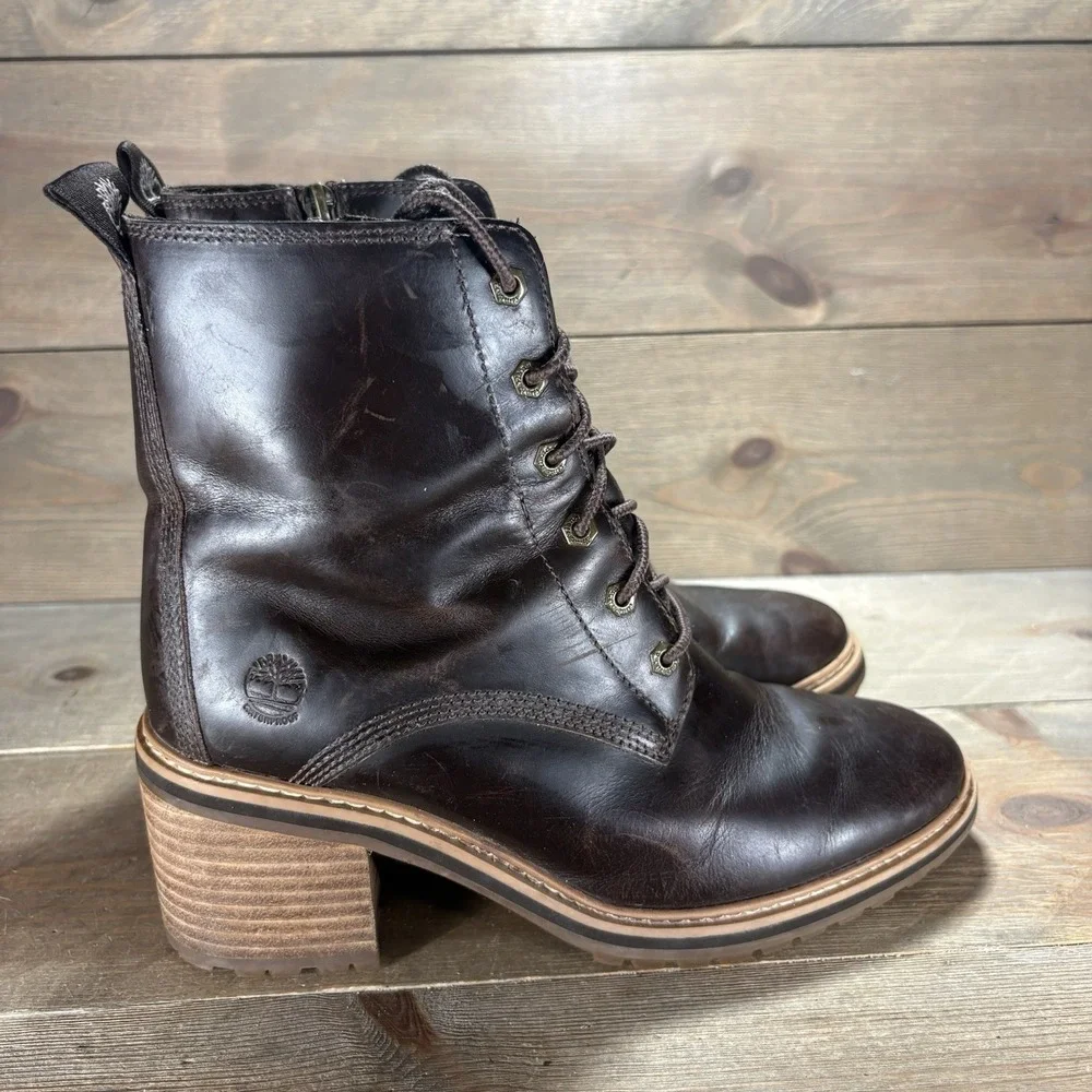 timberland sienna womens size 7 shoes brown leather heel ankle boots
